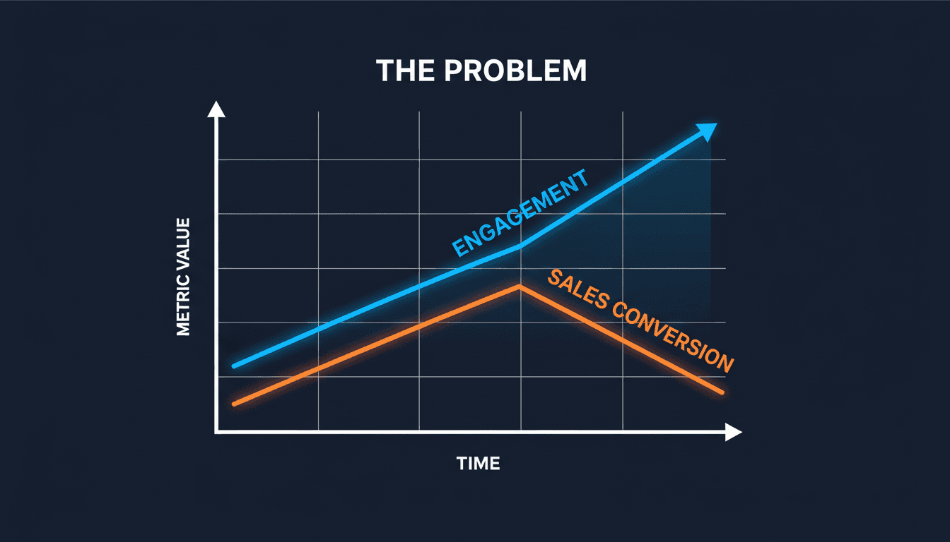 Chart showing engagement versus sales conversion gap in influencer marketing