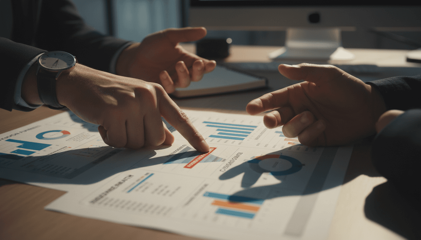 Close-up of data analysis pointing to specific performance insights on a report